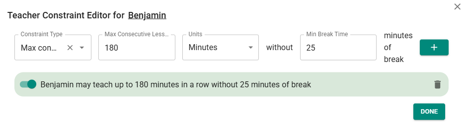 max consecutive lessons on a day constraint