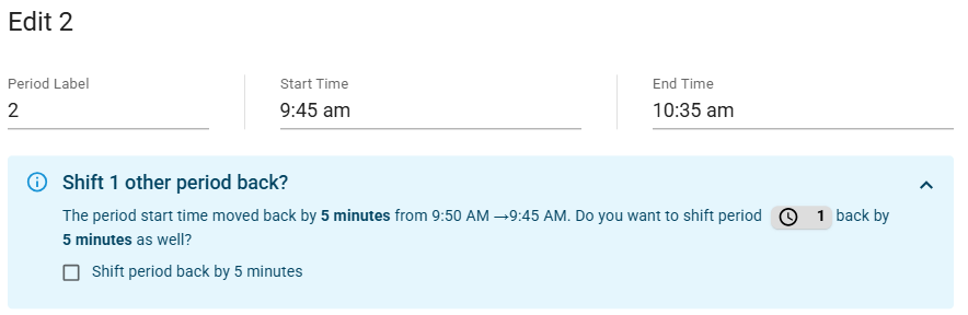 Shifting periods backward